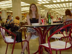 Redhead chick showing her pussy and long legs in stockings. Image 6