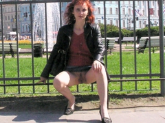 My sexy redhead exgirlgriend poses nude for my camera in several public places showing her tiny tits and shaved pussy. Image 1