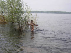 These are the secret nude pics of my nasty exwife posing in the open. Image 5