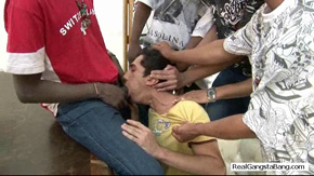 5 Black Big Cocks Against 1 White Tight Hole