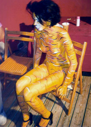 Professional body paint on mother-naked tasty girls. Image 0